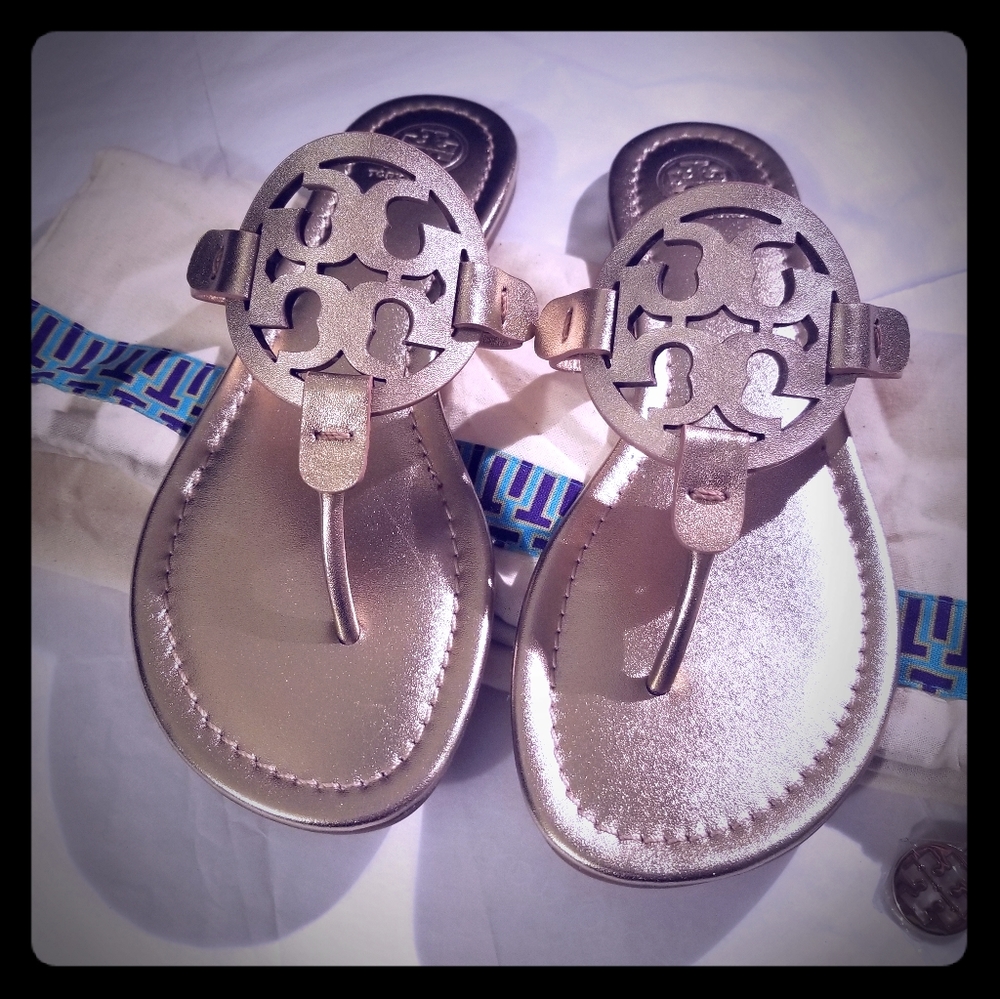 Tory Burch Miller Metallic Lthr Sandals - NWOB